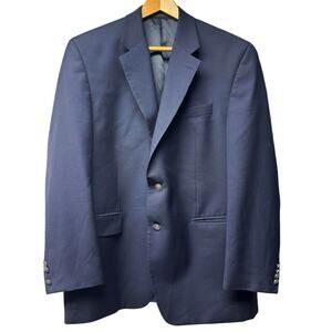 Michael Kors 100% Wool Size 42R Navy Blue Blazer Suit Jacket 2 Button Macy’s